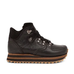Women Woden Mille Croco Shiny Plateau - Black