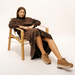 Women Woden Nora III Suede Plateau - Latte